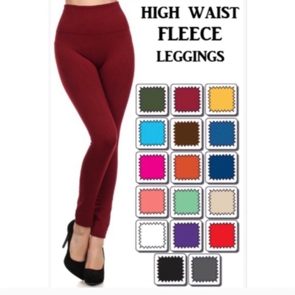 Walnut Brown Hi Waist Fleece Leggings Barbiecore Essentials Winter Athleisure - Picture 2 of 6